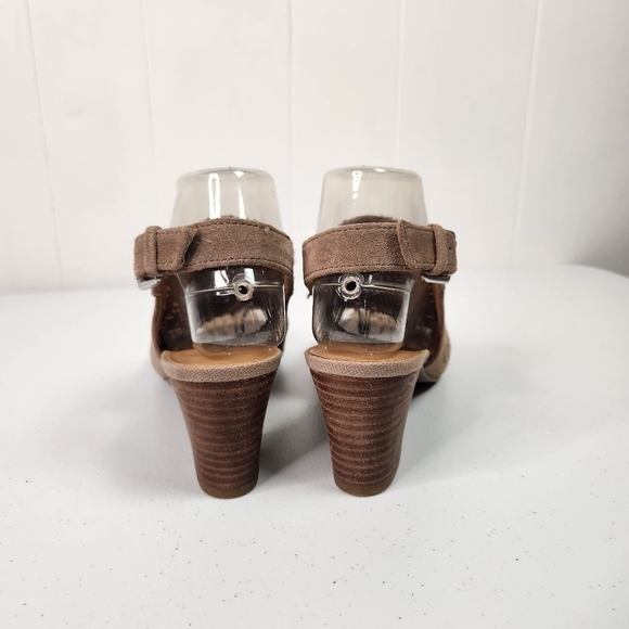 Franco Sarto Mandi 2 Beige Suede Leather Open Toe Heel Slingback Shoes Size 7.5 - Picture 7 of 11